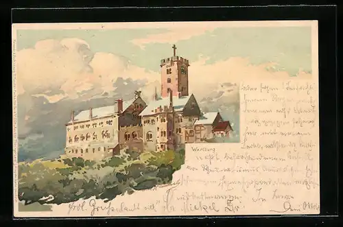 Künstler-AK Otto Hammel: Blick auf die Wartburg