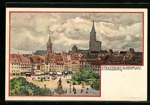 Künstler-AK Franz Xaver Hoch: Strassburg, Kleberplatz aus der Vogelschau