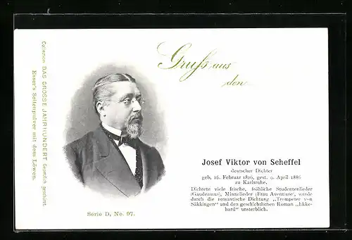 AK Portrait Dichter Josef Viktor von Scheffel