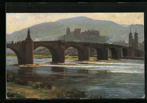 Künstler-AK Heinrich Hoffmann: Heidelberg, Die alte Neckarbrücke