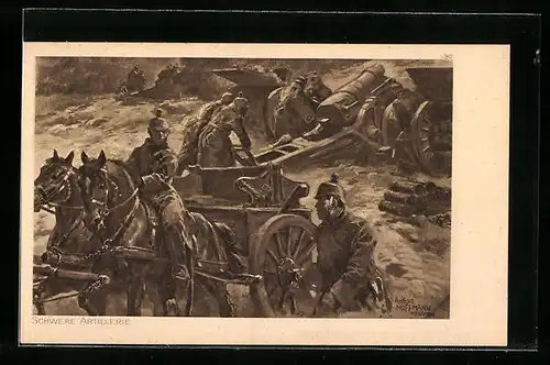 Künstler-AK Anton Hoffmann - München: Schwere Artillerie im Felde