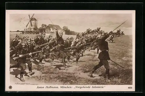 Künstler-AK Anton Hoffmann - München: Vorgehende Infanterie