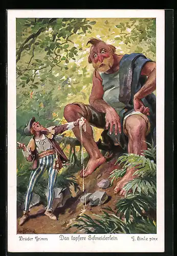 Künstler-AK sign. G. Hinke: Märchen Das tapfere Schneiderlein, Brüder Grimm