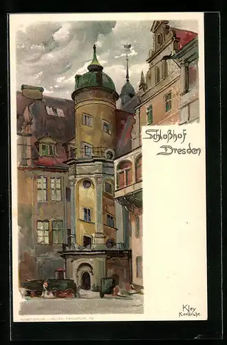 Künstler-AK Heinrich Kley: Dresden, Motiv im Schlosshof