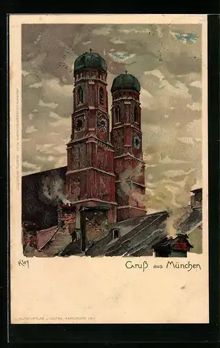 Künstler-AK Heinrich Kley: München, Frauenkirche