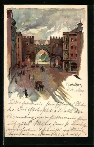 Künstler-AK Heinrich Kley: München, Partie am Karlsthor