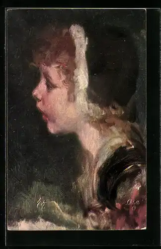 Künstler-AK Hermann Kaulbach: Studie Mädchenkopf