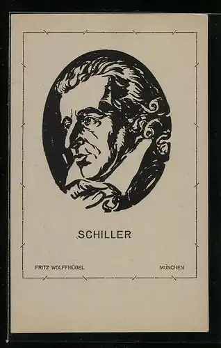 Künstler-AK Portrait Schillers, Bedeutender Deutscher Dichter