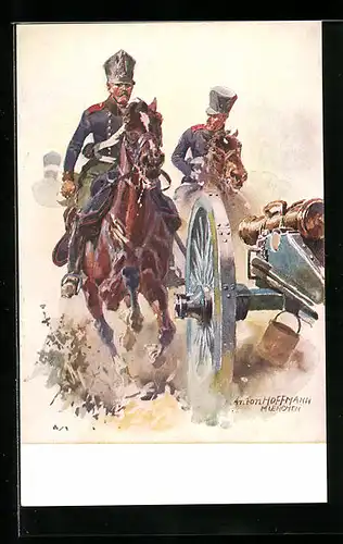 Künstler-AK Anton Hoffmann - München: Preussische reitende Artillerie 1813