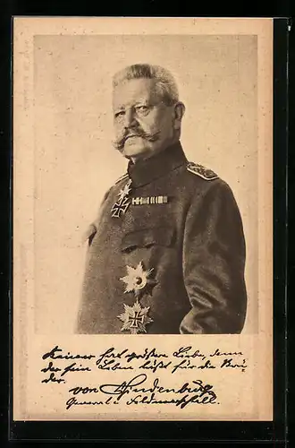 AK Generalfeldmarschall Paul von Hindenburg in Uniform mit Eisernem Kreuz