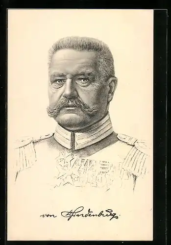 Künstler-AK Generalfeldmarschall Paul von Hindenburg in Galauniform