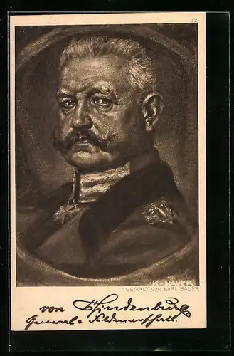 Künstler-AK Generalfeldmarschall Paul von Hindenburg, gemalt von Karl Bauer