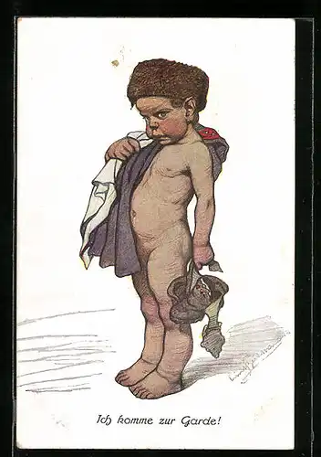 Künstler-AK Emil Beithan: Kleiner Soldat möchte zur Garde