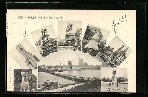 AK Köln a. Rh., Panorama mit Denkmälern