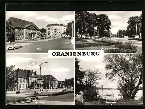 AK Oranienburg, Post, Bahnhof, Platz des Friedens