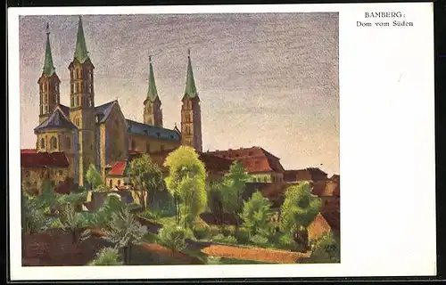 Künstler-AK Bamberg, Dom vom Süden