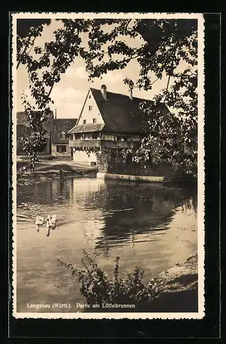 AK Langenau /Württ., Partie am Löffelbrunnen