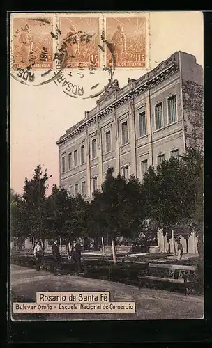 AK Rosario de Santa Fé, Bulevar Orono, Escuela Nacional de Comercio