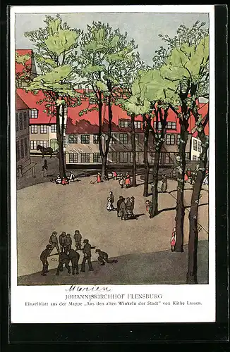 AK Flensburg, Marien- und Johanniskirchhof, Kinder-Hilfstag 1913