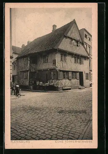 AK Flensburg, Haus an der Ecke Töpferstrasse
