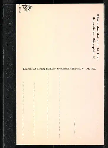 AK Baden-Baden, Kloster-Institut zum hl. Grab, am Römerplatz