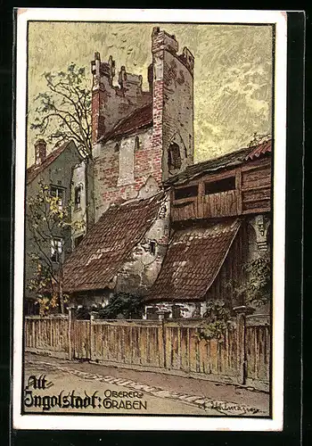 Künstler-AK Alt-Ingolstadt, am Oberen Graben