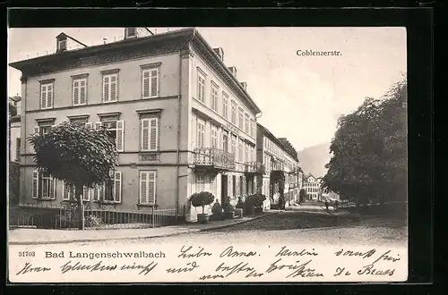 AK Bad Langenschwalbach, Coblenzerstrasse am Hotel Stadt Coblenz