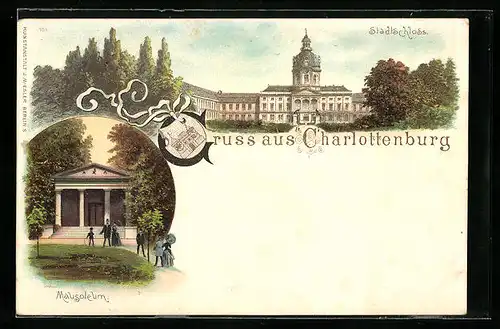 Lithographie Berlin-Charlottenburg, Stadtschloss, Mausoleum