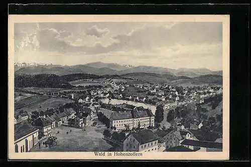 AK Wald in Hohenzollern, Gesamtansicht aus der Vogelschau