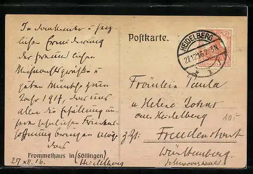 Künstler-AK Söllingen, Blick auf das Frommelhaus