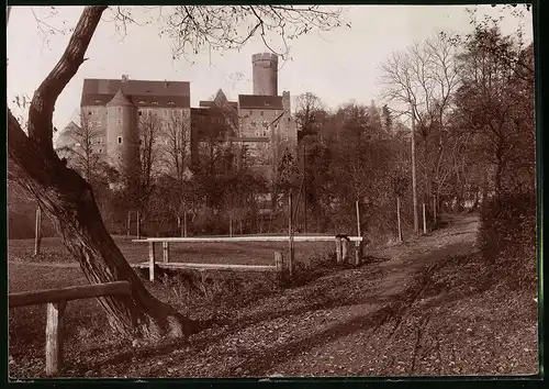 Fotografie Brück & Sohn Meissen, Ansicht Kohren, Partie mit Blick auf die Burg Gnandstein