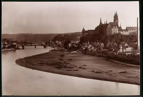 Fotografie Brück & Sohn Meissen, Ansicht Meissen, Blick auf die Stadt mit Elbebrücken