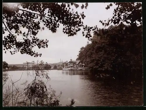 Fotografie Brück & Sohn Meissen, Ansicht Freiberg i. Sa., Blick auf die Bootsstation am Kreuzteich