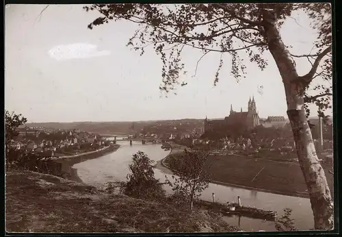 Fotografie Brück & Sohn Meissen, Ansicht Meissen i. Sa., Blick nach der Stadt mit den Elbebrücken