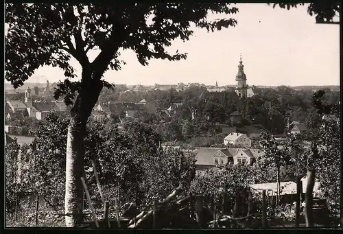 Fotografie Brück & Sohn Meissen, Ansicht Königsbrück i. Sa., Blick in die Stadt mit Kirche