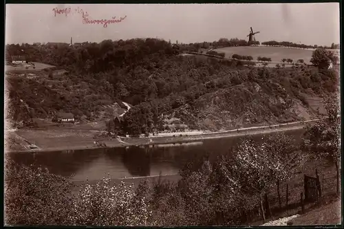 Fotografie Brück & Sohn Meissen, Ansicht Meissen i. Sa, Gasthaus Knorre mit Proschwitzer Knorrgrund und Windmühle
