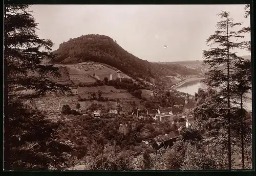 Fotografie Brück & Sohn Meissen, Ansicht Königstein i. Sa., Blick nach der Stadt und Festung