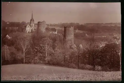 Fotografie Brück & Sohn Meissen, Ansicht Kohren, Burgruine und Kirche