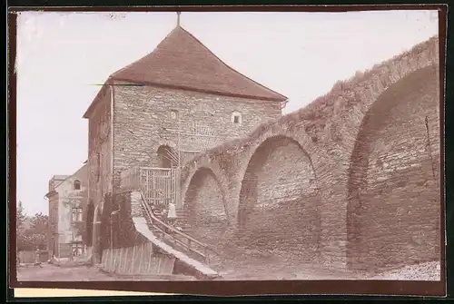 Fotografie Brück & Sohn Meissen, Ansicht Marienberg i. Sa., Zschopauer Tor und Stadtmauer