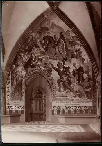 Fotografie Brück & Sohn Meissen, Ansicht Meissen i. Sa., Albrechtsburg, Wandgemälde Einzug Conrads von Wettin