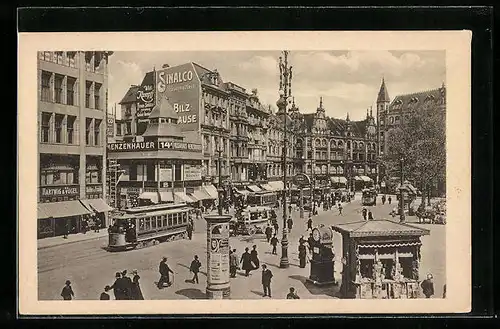 AK Berlin, Strassenbahnen auf dem Spittelmarkt