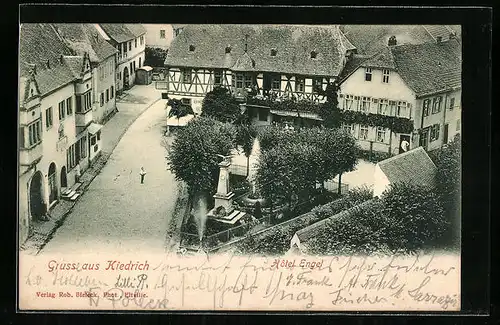 AK Kiedrich, Hotel Engel aus der Vogelschau