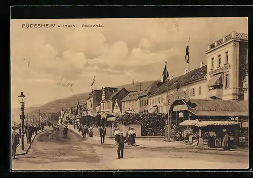 AK Rüdesheim a. Rhein, Rheinstrasse, Darmstädter Hof