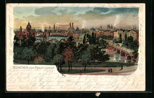 Lithographie München, Ausblick vom Maximilianeum