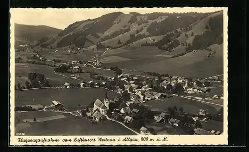 AK Weitnau i. Allgäu, Ortsansicht vom Flugzeug aus