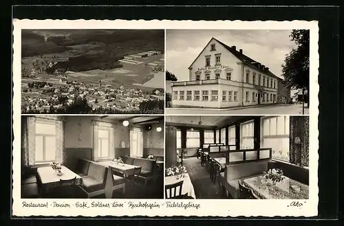 AK Bischofsgrün /Fichtelgebirge, Restaurant Pension Café Goldner Löwe, Totalansicht