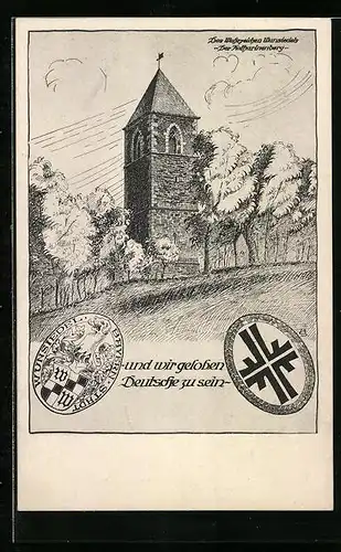 Künstler-AK Wunsiedel im Fichtelgebirge, 4. Reichsjugendtreffen der Deutschen Turnerschaft 1929, Der Katharinenberg