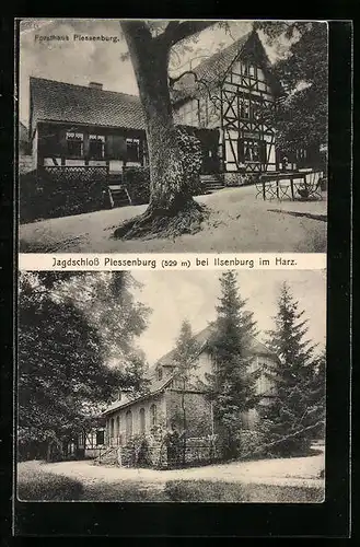 AK Ilsenburg im Harz, Gasthaus Forsthaus Plessenburg, Jagdschloss Plessenburg