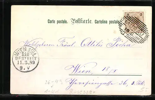 Künstler-AK E. Döcker: Heimatdichter Rosegger in seinem Arbeitszimmer