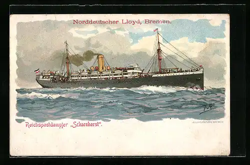 Künstler-AK Themistokles von Eckenbrecher: Passagierschiff Reichspostdampfer Scharnhorst
